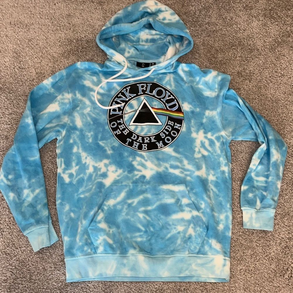 C-Life Group Blue Tie Dye Sky Blue Pink Floyd Hoodie Hooded Sweatshirt M Unisex